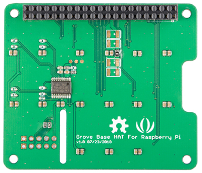 Détail de la platine Grove Pi+ Face arrière de la platine Grove Base Hat pour Raspberry Pi