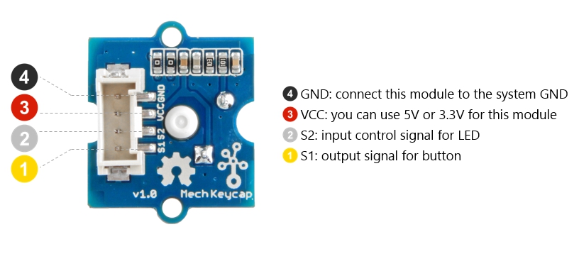 Module COM08211P Brochage du Module Grove touche mécanique à Led RVB 111020049