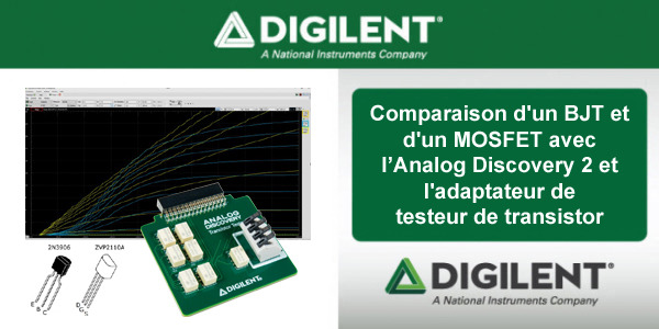  Comparaison d'un BJT et d'un MOSFET avec l'Analog Discovery 2 et l'adaptateur de testeur de transistor